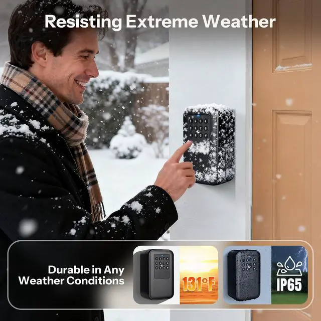 Alt view image 5 of 7 - Smart Bluetooth Key Lock Box TTLock App Control, Silicone Button IP65 Waterproof, Extra Large Safe Storage Wall Mount & Shackle for Airbnb Realtor House Office