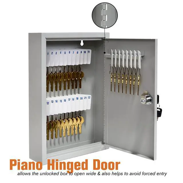 Alt view image 5 of 7 - STEELMASTER by 30 Key Cabinet - Dual Lock Control Key Box - Welded 22 Gauge Steel Construction - Scratch Resistant - Write-On Key Tags for Easy Identification