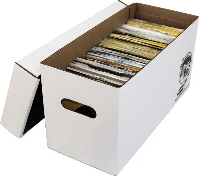 Alt view image 3 of 7 - 7" 45rpm Vinyl Record Storage Box - Heavy Duty Cardboard with Removable Lid - Holds up to 200 7" Records - 5 Boxes #07BC09HD