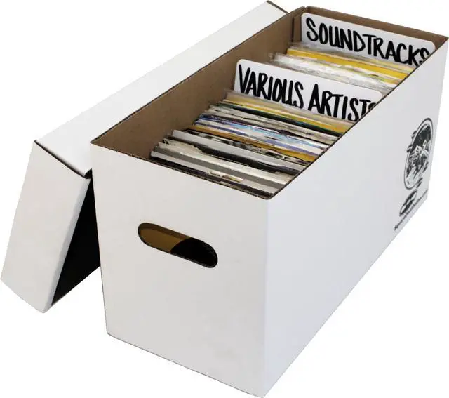 Alt view image 4 of 7 - 7" 45rpm Vinyl Record Storage Box - Heavy Duty Cardboard with Removable Lid - Holds up to 200 7" Records - 5 Boxes #07BC09HD