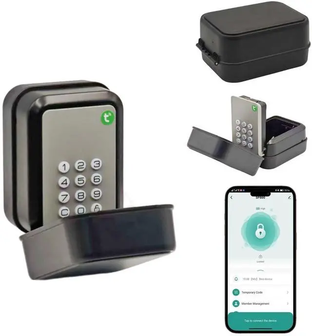 Main image of Smart Key Lock Box for Outdoor, Waterproof Key Safe with Code, APP Bluetooth Control Lockbox