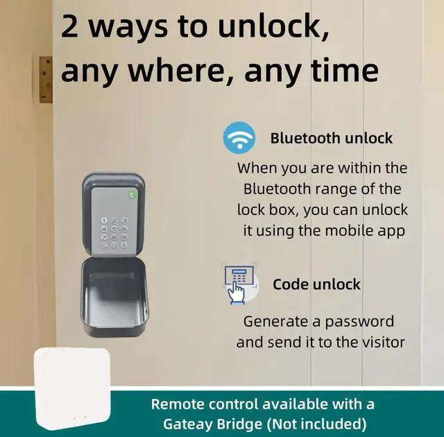 Alt view image 2 of 5 - Smart Key Lock Box for Outdoor, Waterproof Key Safe with Code, APP Bluetooth Control Lockbox