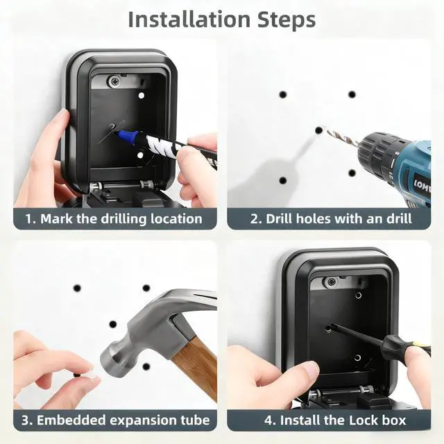 Alt view image 5 of 5 - Smart Key Lock Box for Outdoor, Waterproof Key Safe with Code, APP Bluetooth Control Lockbox