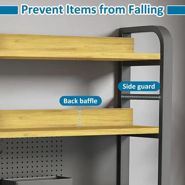 Alt view image 4 of 7 - Desktop Hutch Bookshelf with Pegboard,Desk Organizer Shelf Bookcase, Countertop Storage Organizer Rack for Dorm Office Home Dormitory (Black, 95CM/37.4IN)