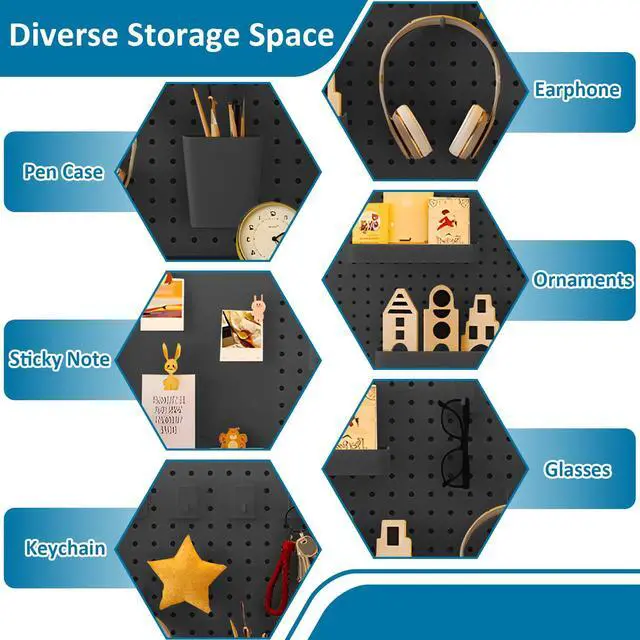 Alt view image 7 of 7 - Desktop Hutch Bookshelf with Pegboard,Desk Organizer Shelf Bookcase, Countertop Storage Organizer Rack for Dorm Office Home Dormitory (Black, 95CM/37.4IN)
