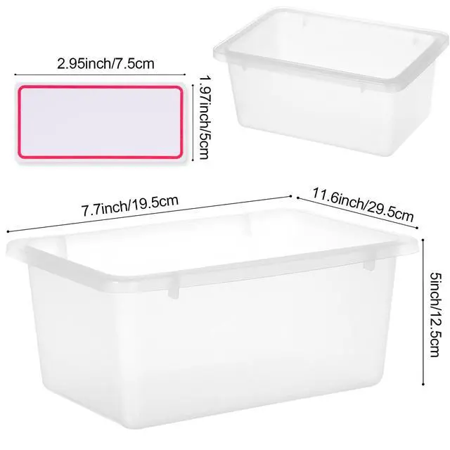 Alt view image 3 of 7 - 24 Pcs Plastic Small Cubby Bins with Lids Toy Storage Bins Classroom Storage Organizer Containers Books Bins With 15 Sheets Self Adhesive Labels for Classroom School Supplies(Transparent Color)