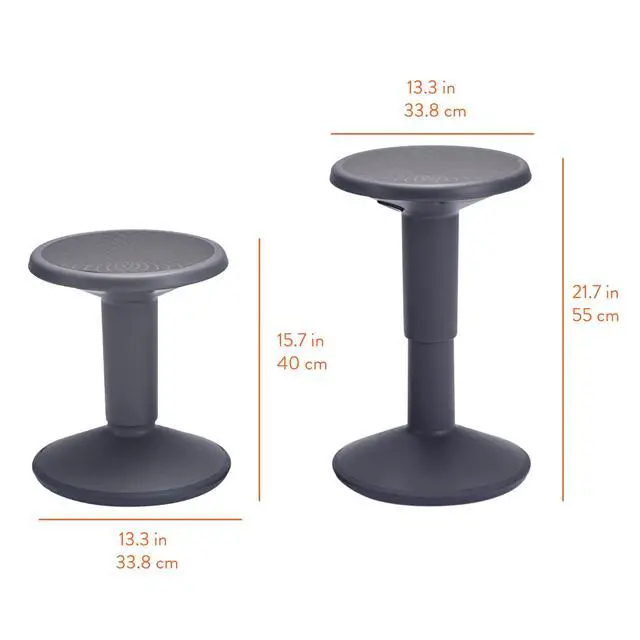 Alt view image 3 of 7 - Adjustable Height Active Learning Wobble Stool, Flexible Seating, Grey
