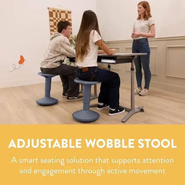 Alt view image 4 of 7 - Adjustable Height Active Learning Wobble Stool, Flexible Seating, Grey
