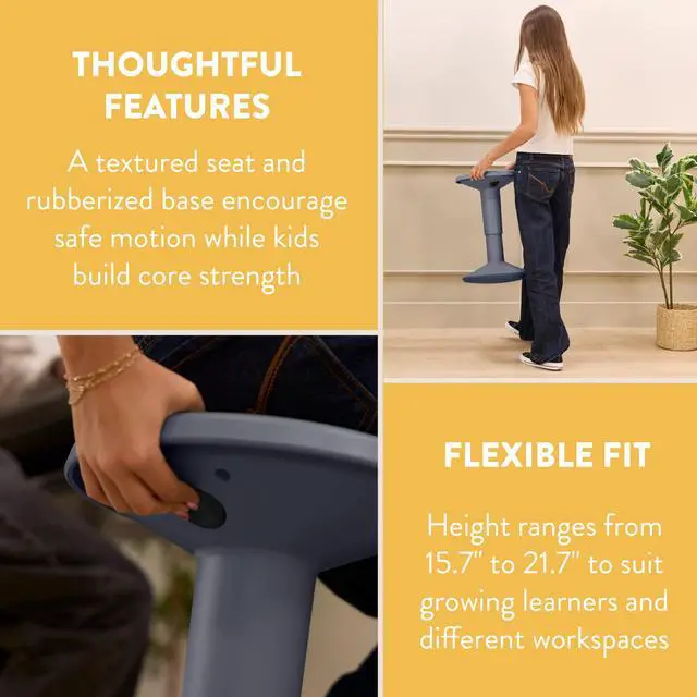 Alt view image 5 of 7 - Adjustable Height Active Learning Wobble Stool, Flexible Seating, Grey