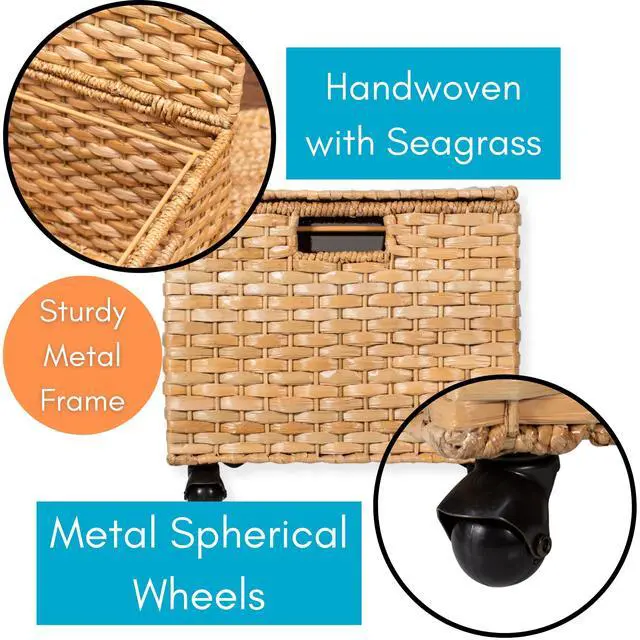 Alt view image 4 of 7 - Seagrass Rolling File Cabinet | Office Storage | Home | Natural