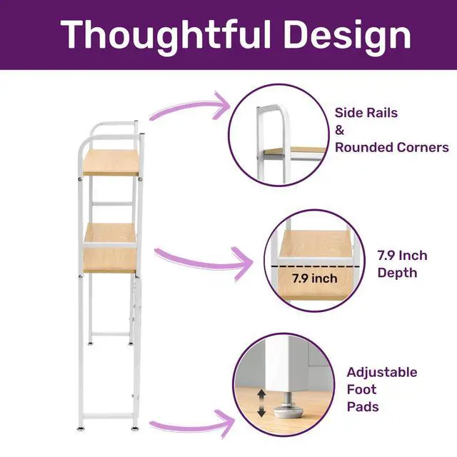 Alt view image 4 of 7 - Desktop Bookcase Bookshelf Desk Hutch, 2-Tier Multipurpose Countertop Display Shelf, Adjustable Computer Desktop Rack Organizer for Home Office Dorm Use (White)