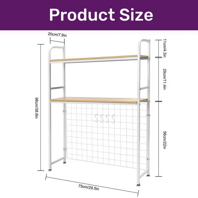 Alt view image 3 of 7 - Desktop Bookcase Bookshelf Desk Hutch, 2-Tier Multipurpose Countertop Display Shelf, Adjustable Computer Desktop Rack Organizer for Home Office Dorm Use (White)