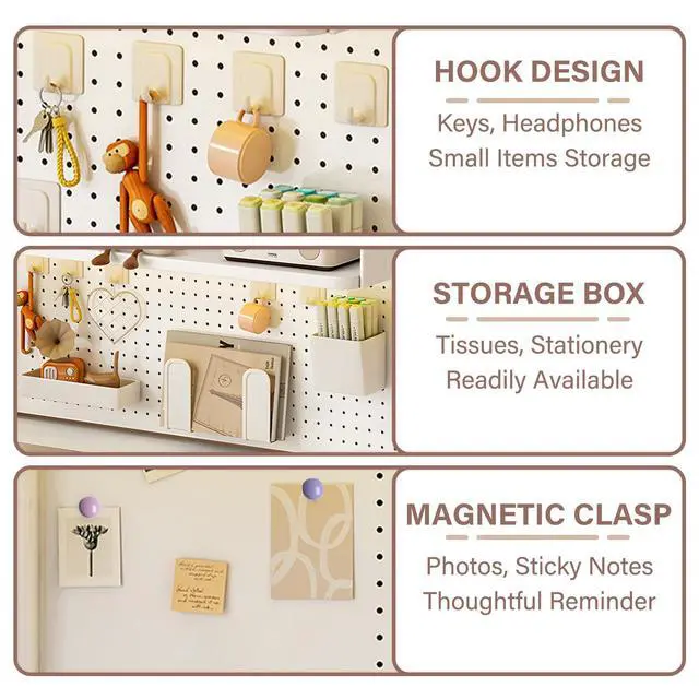 Alt view image 7 of 7 - Clamp On Desk Organizer Shelf,White Desk Extender Pegboard Workstation,Computer Desk Accessories for Office, Desktop Shelving System,Desktop Bookshelf Storage Shelves for Desk,23.6in