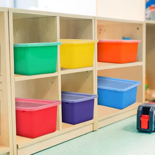 Alt view image 6 of 7 - 24 Pcs Plastic Small Cubby Bins with Lids Toy Storage Bins Classroom Storage Organizer Containers Books Bins With 15 Sheets Self Adhesive Labels for Classroom School Supplies(Multicolor)