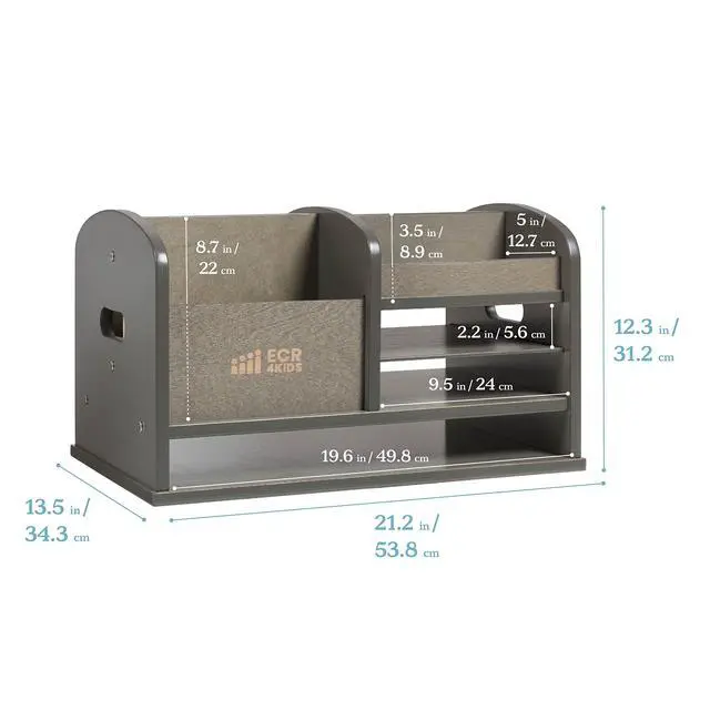 Alt view image 2 of 7 - Tabletop Supplies Storage Center Caddy, Classroom Essentials, Grey Wash