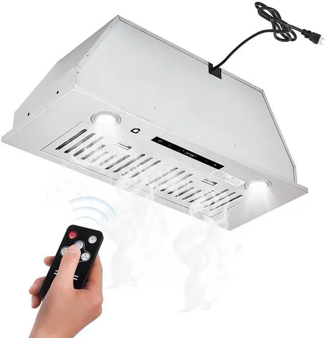 Main image of 30" Under Cabinet Range Hood, Kitchen Vent Hood, 3 Speed Settings, Stainless Steel, Gesture, Touch & Remote Control, 450 CFM, LED Lights, Ducted/Ductless Convertible Duct Hood, Easy Install