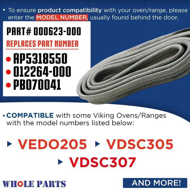 Alt view image 3 of 6 - Upgraded Range Oven Door Seal Gasket Part# 000623-000 - Replacement and Compatible with Some Viking Ranges or Ovens