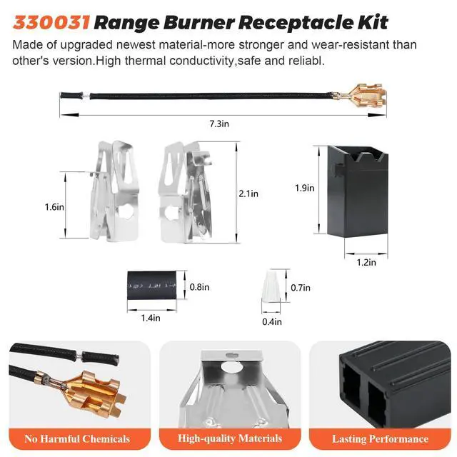 Alt view image 3 of 7 - 5304430149 5304430150 Porcelain Drip Pan & MP22YA Electric Range Burner Element Unit & 330031 Surface Element Receptacle Kit For Frigidaire Kenmore Range Oven Replace 318067041 318067051 by