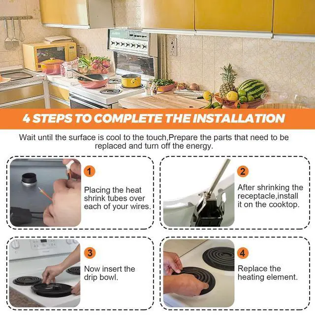 Alt view image 7 of 7 - 5304430149 5304430150 Porcelain Drip Pan & MP22YA Electric Range Burner Element Unit & 330031 Surface Element Receptacle Kit For Frigidaire Kenmore Range Oven Replace 318067041 318067051 by