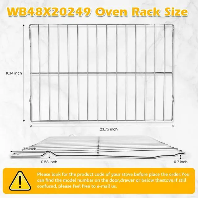 Alt view image 2 of 7 - 2PCS WB48X20249 Oven Rack Compatible with GE Stove Oven Parts Oven, 23.7 x 16 Inches, 304 Stainless Steel Oven Wire Rack Replacement for Hotpoint Stove Parts Oven Rack