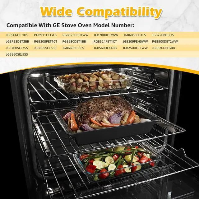 Alt view image 4 of 7 - 2PCS WB48X20249 Oven Rack Compatible with GE Stove Oven Parts Oven, 23.7 x 16 Inches, 304 Stainless Steel Oven Wire Rack Replacement for Hotpoint Stove Parts Oven Rack