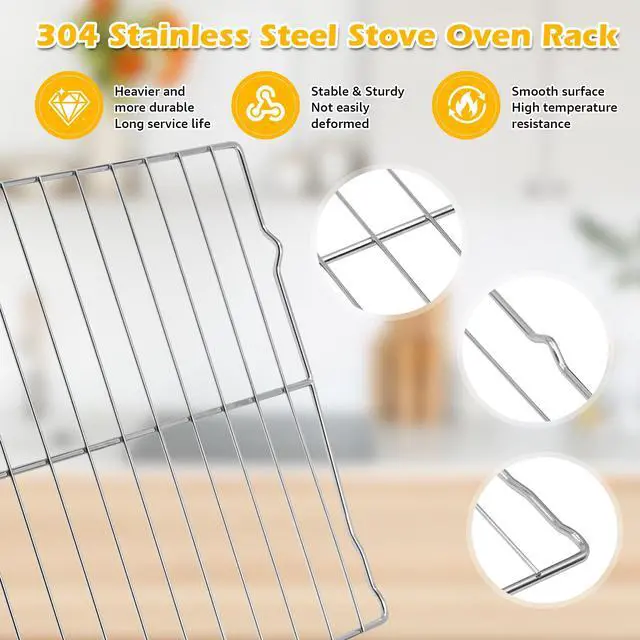 Alt view image 5 of 7 - 2PCS WB48X20249 Oven Rack Compatible with GE Stove Oven Parts Oven, 23.7 x 16 Inches, 304 Stainless Steel Oven Wire Rack Replacement for Hotpoint Stove Parts Oven Rack