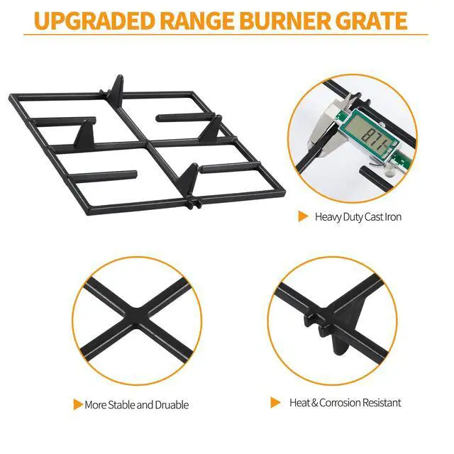 Alt view image 3 of 7 - WP9761557CB Stove Burner Grate Replacement Parts for KitchenAid Stove Cast Iron Grate KGRS807SSS KGSS907SSS Kitchen Aid Whirlpool Gas Range Cooktop Surface Burner Grate Stove Top Grate Rack