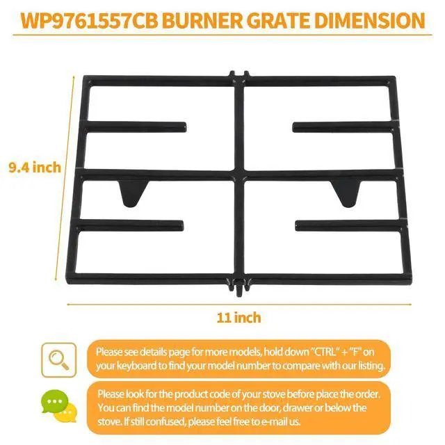 Alt view image 2 of 7 - WP9761557CB Stove Burner Grate Replacement Parts for KitchenAid Stove Cast Iron Grate KGRS807SSS KGSS907SSS Kitchen Aid Whirlpool Gas Range Cooktop Surface Burner Grate Stove Top Grate Rack