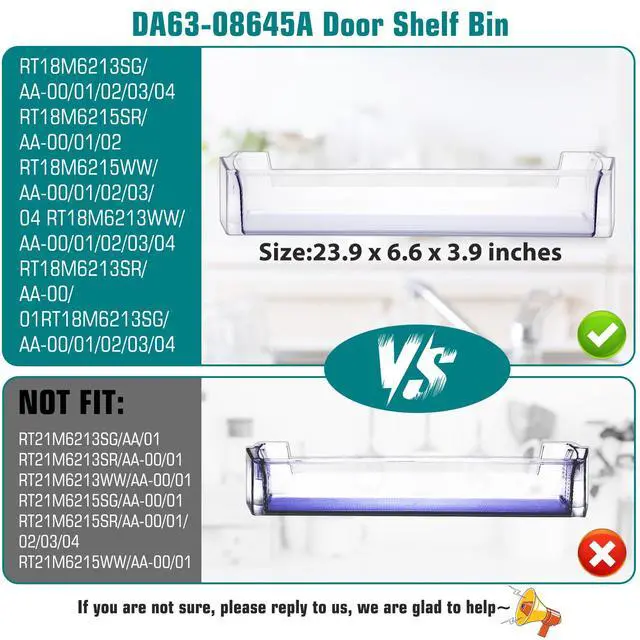 Alt view image 3 of 7 - DA63-08645A Refrigerator Door Shelf 2Pack, RT18M6215SR Door Shelf | Compatible with samsung Refrigerator Model: RT18M6215SR RT18M6215SG RT18M6213SR, RT18M6215SG/AA shelf Replace for 4864777