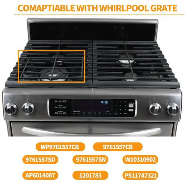 Alt view image 5 of 7 - WP9761557CB Stove Burner Grate Replacement Parts for KitchenAid Stove Cast Iron Grate KGRS807SSS KGSS907SSS Kitchen Aid Whirlpool Gas Range Cooktop Surface Burner Grate Stove Top Grate Rack