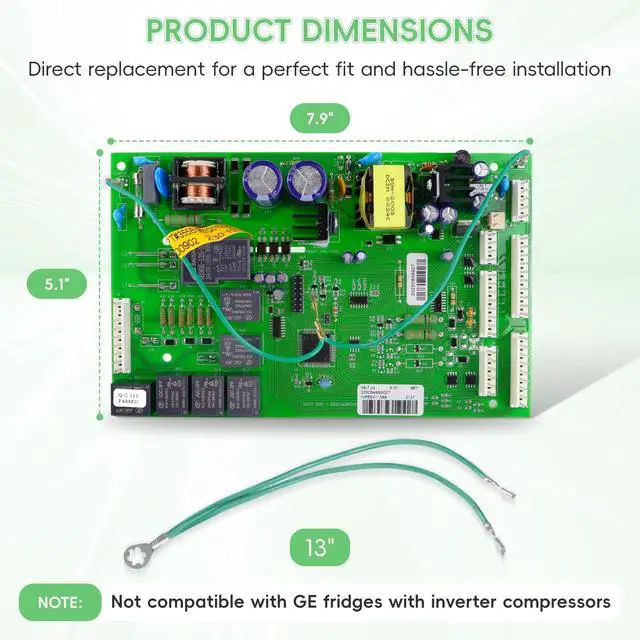 Alt view image 2 of 7 - WR55X11098 Refrigerator Electronic Control Board, Compatible with ge PGCS1RKZJSS, PSQS6YGZBESS, PFSS5RKZASS, PFCF1RKZABB,PGS25KSEAFSS, PFSF5RKZCBB,ETC. Replace WR55X11076, WR55X11077, WR55X11097, ETC