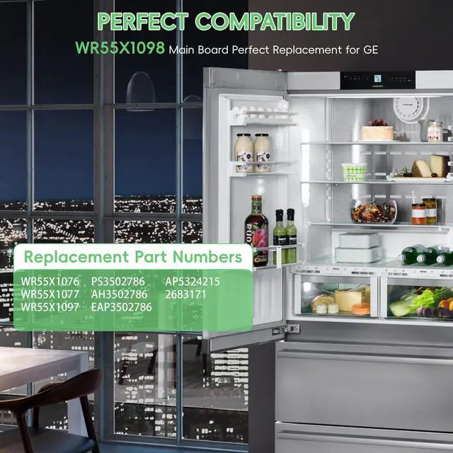 Alt view image 3 of 7 - WR55X11098 Refrigerator Electronic Control Board, Compatible with ge PGCS1RKZJSS, PSQS6YGZBESS, PFSS5RKZASS, PFCF1RKZABB,PGS25KSEAFSS, PFSF5RKZCBB,ETC. Replace WR55X11076, WR55X11077, WR55X11097, ETC