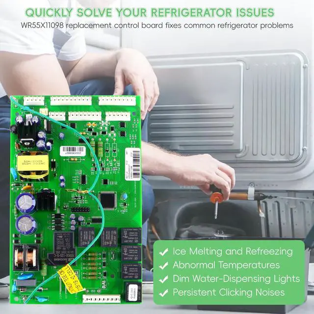 Alt view image 4 of 7 - WR55X11098 Refrigerator Electronic Control Board, Compatible with ge PGCS1RKZJSS, PSQS6YGZBESS, PFSS5RKZASS, PFCF1RKZABB,PGS25KSEAFSS, PFSF5RKZCBB,ETC. Replace WR55X11076, WR55X11077, WR55X11097, ETC