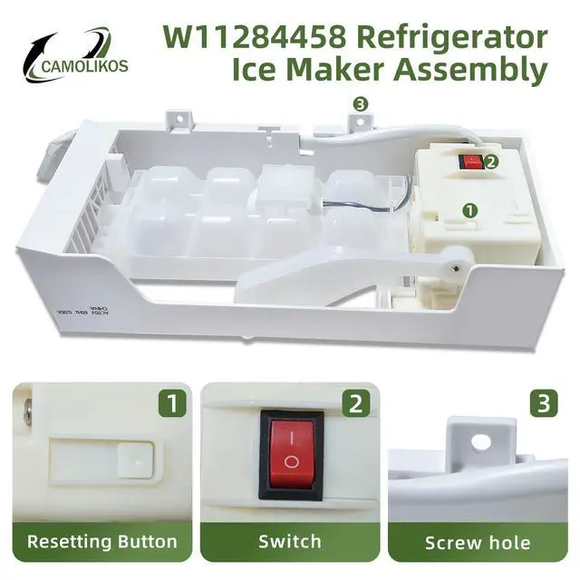 Alt view image 4 of 7 - W11284458 Refrigerator Ice Maker with 4-Pin Female Connector Fits for Whirlpool W11088559 Ice Maker Replace 4961086 AP6809232 PS12584610 EAP12584610 NTXA001WA1