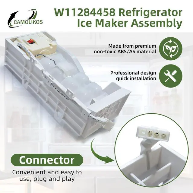 Alt view image 3 of 7 - W11284458 Refrigerator Ice Maker with 4-Pin Female Connector Fits for Whirlpool W11088559 Ice Maker Replace 4961086 AP6809232 PS12584610 EAP12584610 NTXA001WA1