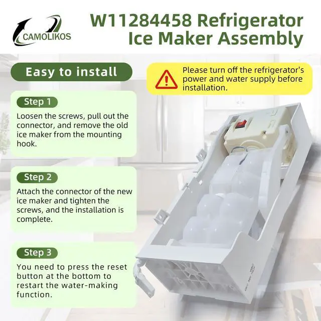 Alt view image 7 of 7 - W11284458 Refrigerator Ice Maker with 4-Pin Female Connector Fits for Whirlpool W11088559 Ice Maker Replace 4961086 AP6809232 PS12584610 EAP12584610 NTXA001WA1