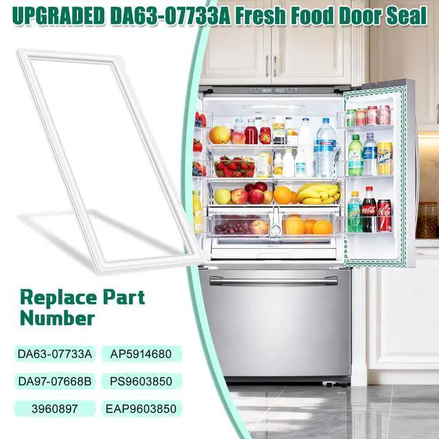 Alt view image 2 of 7 - UPGRADED DA63-07733A Refrigerator Fresh Food Door Gasket Replacement Compatible with Samsung Refrigerator Door Seal, Replaces RF217ACWP RF197ACPN RF197ABRS RF217ABPN RF18A5101WW RF20HFENBWW