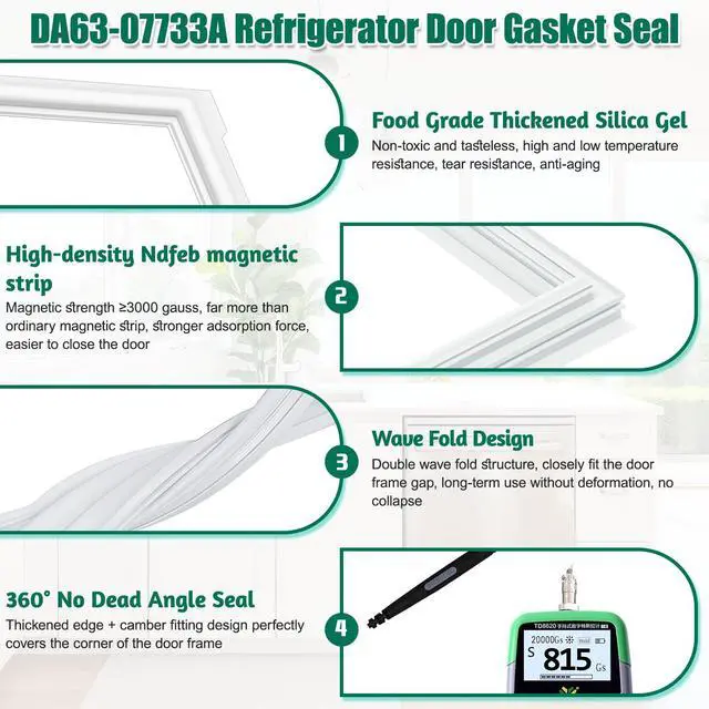 Alt view image 4 of 7 - UPGRADED DA63-07733A Refrigerator Fresh Food Door Gasket Replacement Compatible with Samsung Refrigerator Door Seal, Replaces RF217ACWP RF197ACPN RF197ABRS RF217ABPN RF18A5101WW RF20HFENBWW