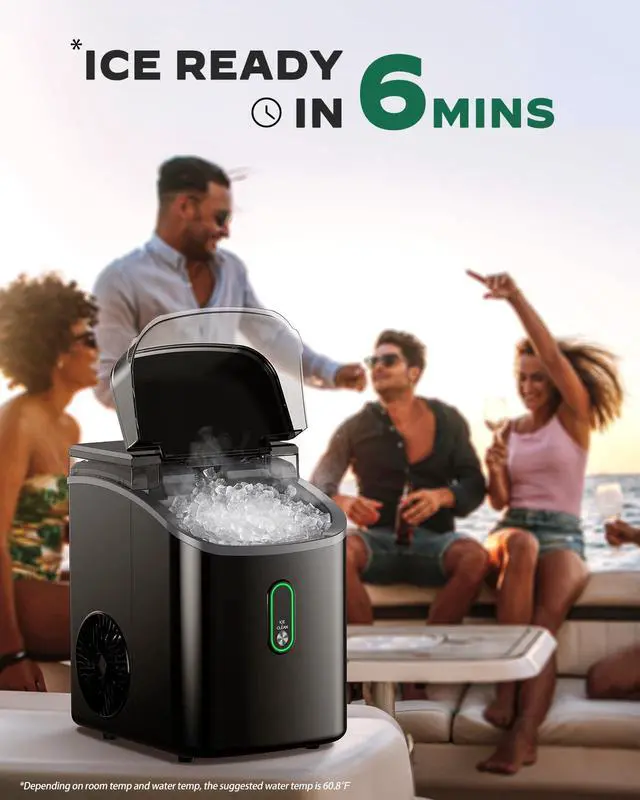 Alt view image 2 of 7 - Nugget Ice Maker Countertop, Pebble Ice Maker with Soft Chewable Ice, One-Click Operation Ice Machine with Self-Cleaning, 33lbs/24H for Home,Kitchen,Office