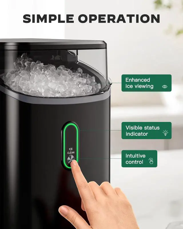 Alt view image 4 of 7 - Nugget Ice Maker Countertop, Pebble Ice Maker with Soft Chewable Ice, One-Click Operation Ice Machine with Self-Cleaning, 33lbs/24H for Home,Kitchen,Office