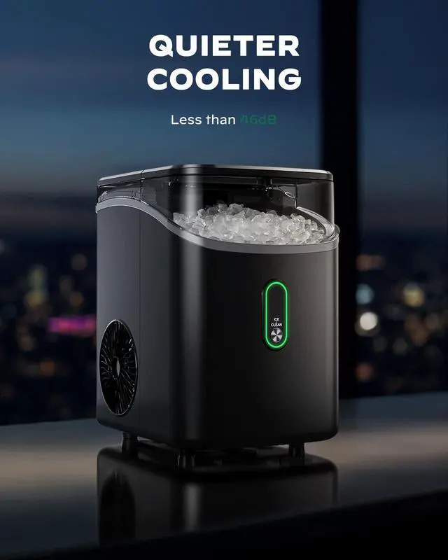 Alt view image 7 of 7 - Nugget Ice Maker Countertop, Pebble Ice Maker with Soft Chewable Ice, One-Click Operation Ice Machine with Self-Cleaning, 33lbs/24H for Home,Kitchen,Office