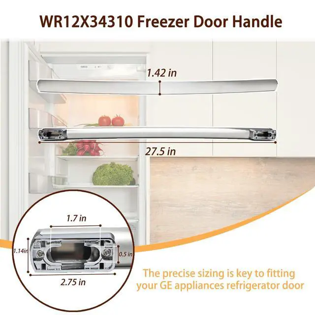 Alt view image 2 of 7 - WR12X34310 Refrigerator Door Handle, Stainless Steel Freezer Door Handle, Fits for GE GFE24JSKNFSS GWE19JMLKFES GNE25JSKCFSS GDE25ESKNRSS & GNE25JSKAFSS, Models PS16220203