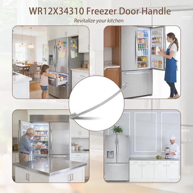 Alt view image 7 of 7 - WR12X34310 Refrigerator Door Handle, Stainless Steel Freezer Door Handle, Fits for GE GFE24JSKNFSS GWE19JMLKFES GNE25JSKCFSS GDE25ESKNRSS & GNE25JSKAFSS, Models PS16220203