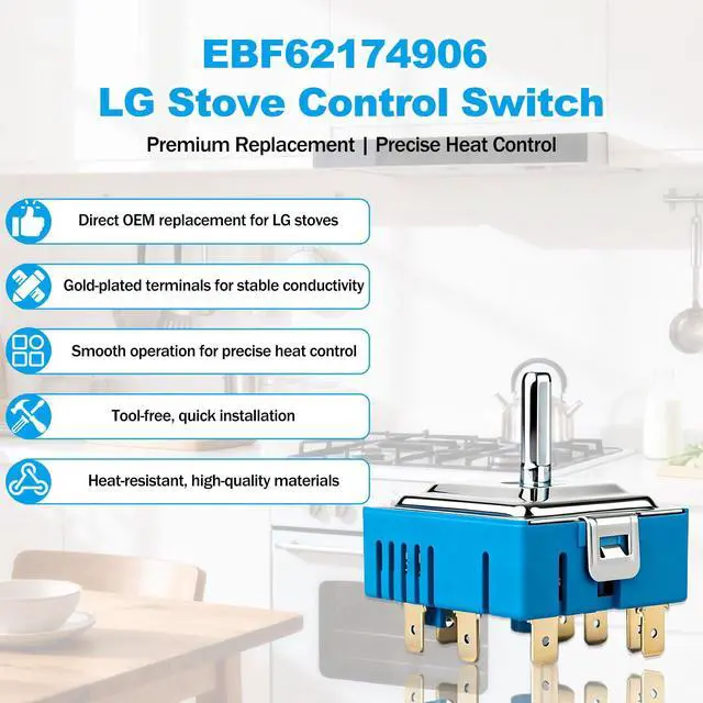 Alt view image 5 of 7 - PER001-13S TPER001-13LG TEBF62174906 Surface Element Infinite Switch Replacement for LG Electric Range Stove Cooktop Burner Control Switch Replaces EBF62174901 AP7225540
