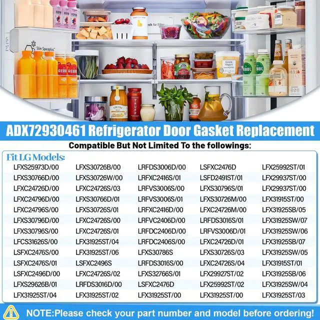 Alt view image 5 of 7 - Upgraded ADX72930461 Refrigerator Door Gasket Compatible with LG Refrigerator Door Gasket LFX31945ST LFXS30796S LFXC24726S LFX25991ST Door Gasket Seal ADX72930414 ADX72930453 LG Fridge Door Seal Right