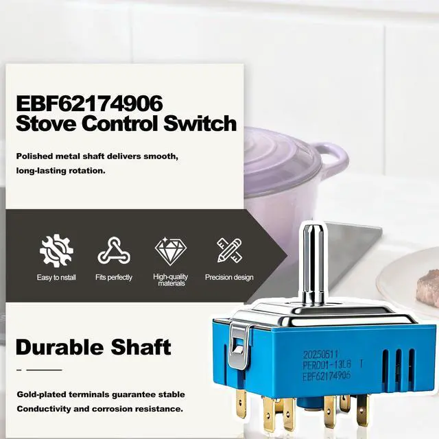 Alt view image 6 of 7 - PER001-13S TPER001-13LG TEBF62174906 Surface Element Infinite Switch Replacement for LG Electric Range Stove Cooktop Burner Control Switch Replaces EBF62174901 AP7225540