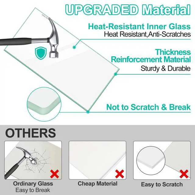 Alt view image 4 of 6 - Upgraded WP4449259 Oven Door Glass Replacement Compatible w/Whirlpool 4449259 Oven Inner Door Glass, 20x10" Wall Oven Inner Glass for KitchenAid Oven Door Glass KDRP463LSS08, KEBC107KSS03