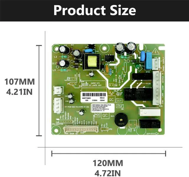 Alt view image 6 of 6 - A02710601 Refrigerator Control Board Replacement | Compatible for Frigidaire and Electrolux for ERF1500NA 5304503163