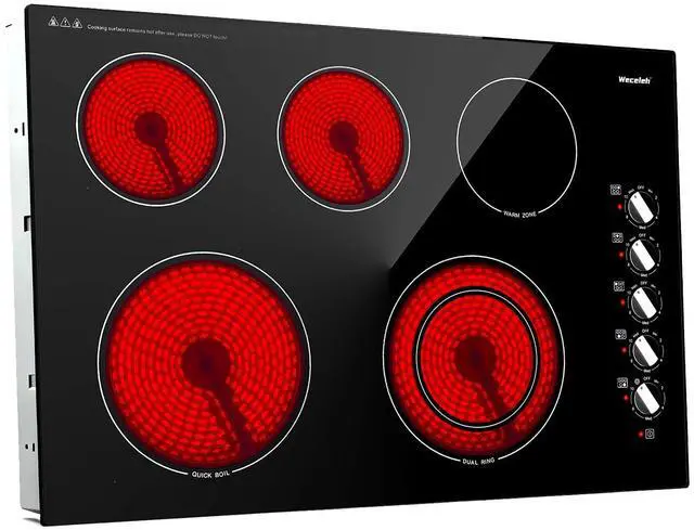 Main image of 30 Inch Electric Cooktop, 5 Burners Built-in Electric Stove Top, 7300W | Knob Control Electric Stove Top with 11 Power Levels, Safety Lock, Dual Ring, Heat Retention Function, 220240V hardwired