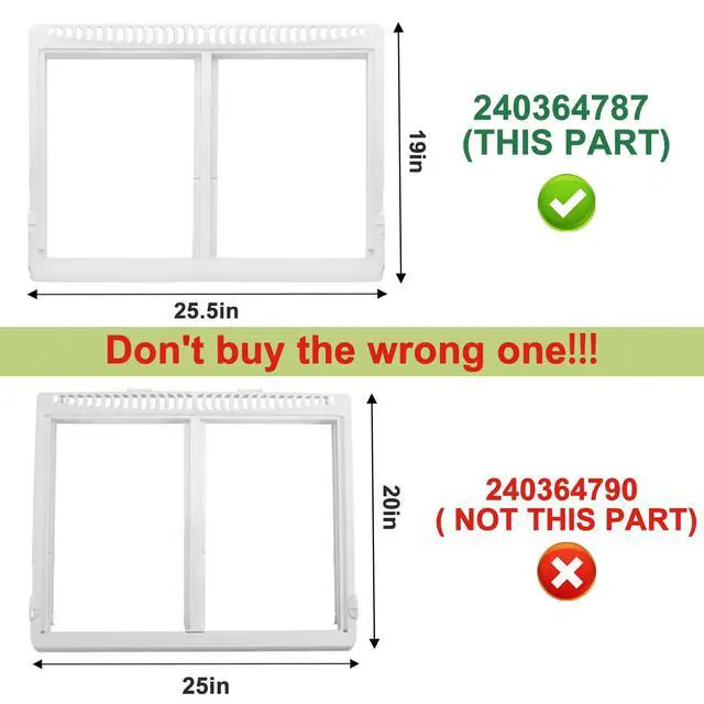 Alt view image 2 of 7 - 240364787 Refrigerator Crisper Drawer Cover Frame, Refrigerator Replacement Parts Drawer Cover Unit for Frigidaire RefrigeratorRefrigerator Drawer Replacement